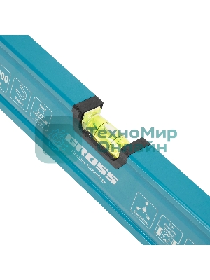 Уровень Gross 33653 алюминиевый, магнит., фрезерованный, 3 глазка, 0,5 мм/м, 1000 мм