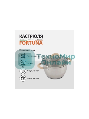 Кастрюля MALLONY Fortuna нержавеющая сталь, 4,5 л, с крышкой, матовый корпус, ручки с силиконом (007220)