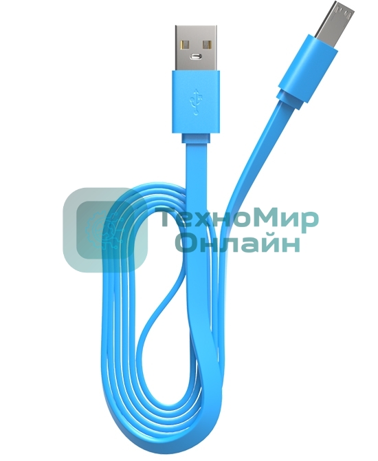 Кабель Maxvi MC-01LF blue USB-A - microUSB, 2A Плоский кабель, ток макс. нагрузки 2А, макс. напряжение 5V; стандарт USB 2.0; длина разъема microUSB 10 мм, длина 1м, материал PVC, синий