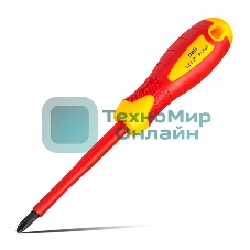 Диэлектрическая крестовая отвертка Deli DL516100 PH2х100 мм сталь Cr-V, сертификат VDE для работ под напряжением до 1000 В