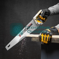 Ножовка по дереву Denzel 450 мм, 11 TPI, зуб 3D, металлопластиковая рукоятка