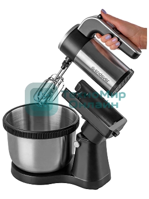 Миксер Endever Sigma-12 c чашей, черный/стальной, 800 Вт, 2 вида насадок, 5 скоростей