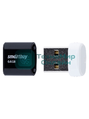 Флешка USB Smartbuy LARA Black (SB64GbLARA-K), 64Gb, USB 2.0, R/W 15/5, черный/белый