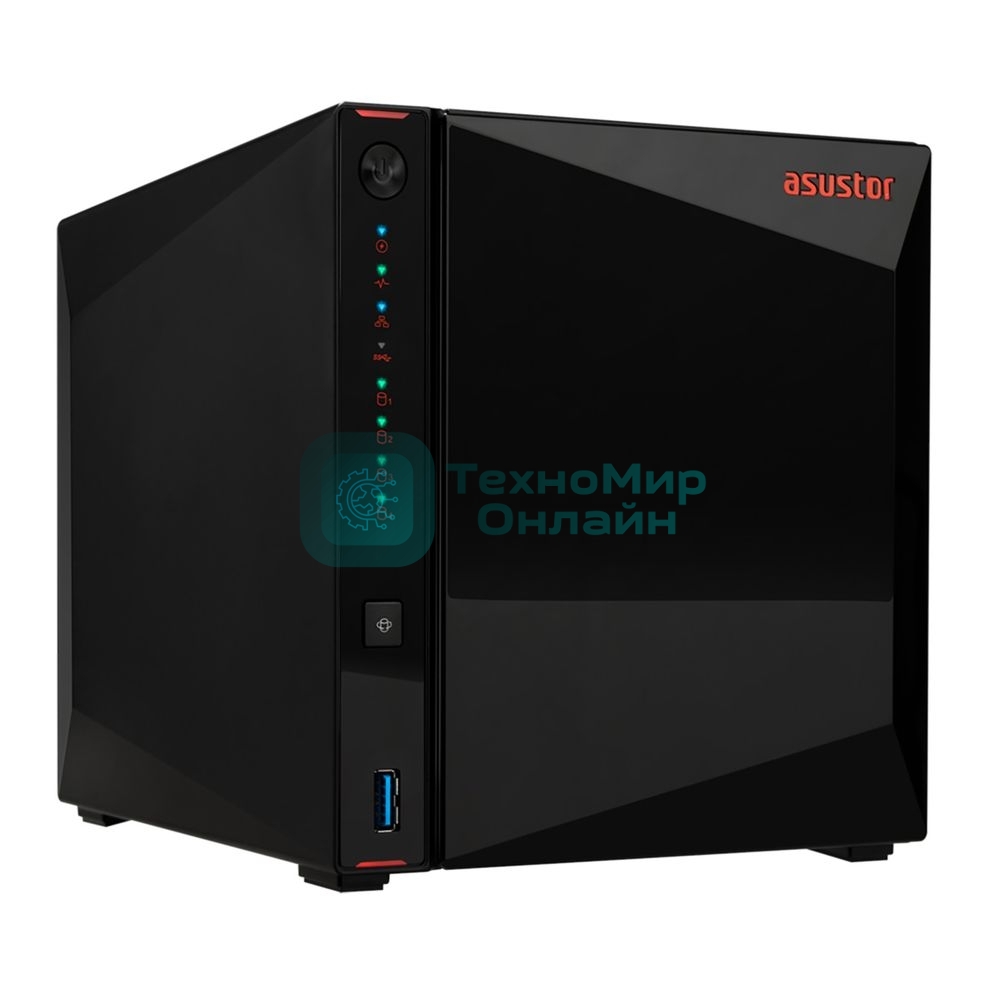 Сетевой накопитель ASUSTOR AS5404T 2-Bay NAS/Media player/Intel Celeron N5105 2.0GHz up to 2.9GHz, 4Gb SO-DIMM DDR4, noHDD(HDD,SSD),/2x 2,5Gb (LAN)/3xUSB3.2,HDMI; 90IX01R1-BW3S40