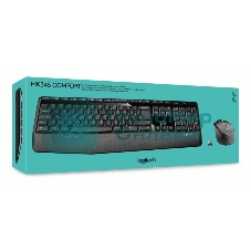 Комплект клавиатура+мышь Logitech MK345 беспроводной, USB, 1000 DPI, чёрный/серый