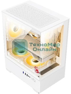 Компьютерный корпус Bloody CC-125 белый без БП mATX 5x120мм 2xUSB2.0 1xUSB3.0 audio bott PSU