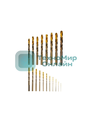 Набор сверл по металлу Denzel 1-10 мм, Р6М5К8-TiN, Golden Tip, 19 шт
