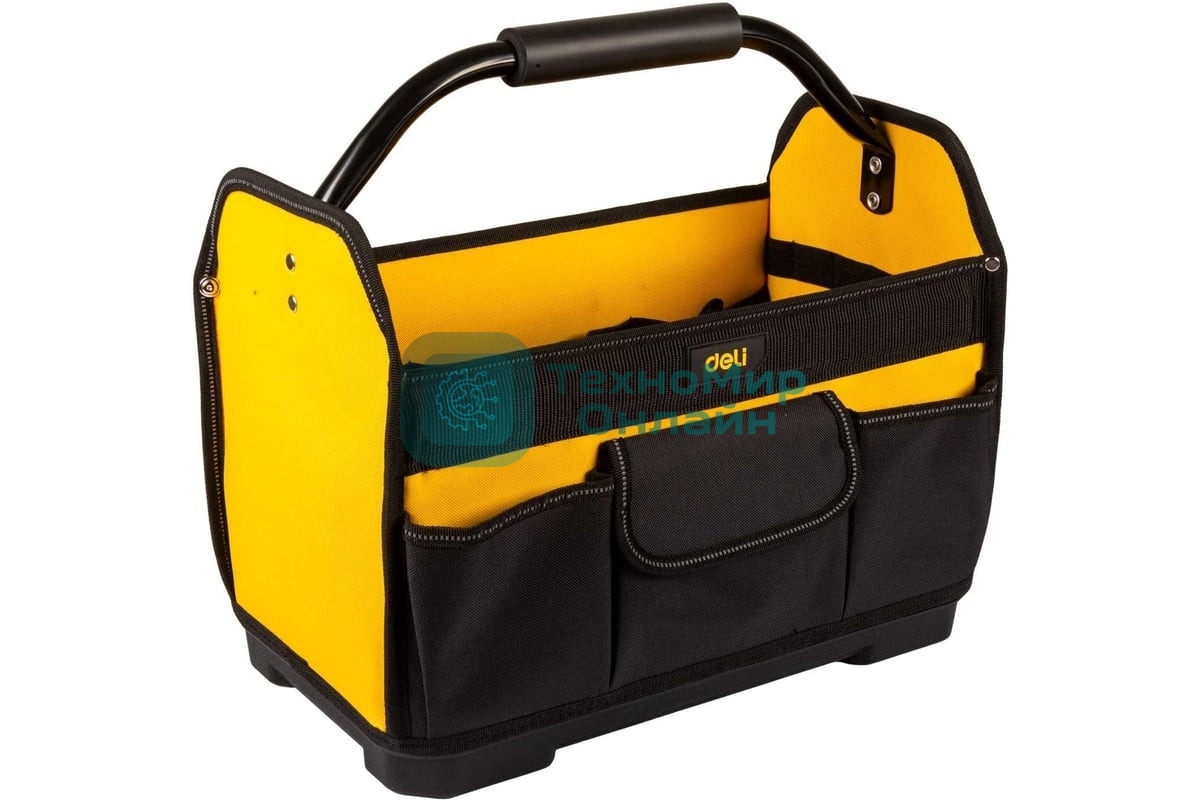 Сумка для инструментов каркасная с жестким пластиковым дном Deli DL586111 7 карманов, без плечевого ремня, ткань Оксфорд 600D