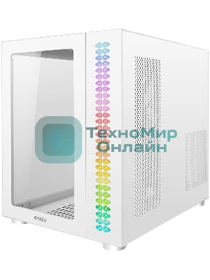 Компьютерный корпус Ginzzu V560 RGb подсветка, закаленное стекло 1хUSB 3.0,1хUSB 2.0, AU белый ATX