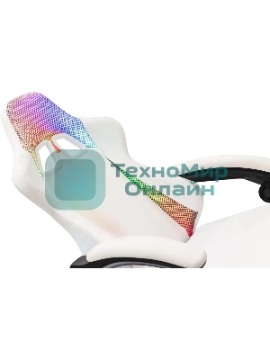 Кресло игровое Knight Wolf RGb белый эко.кожа/сетка, крестов. пластик