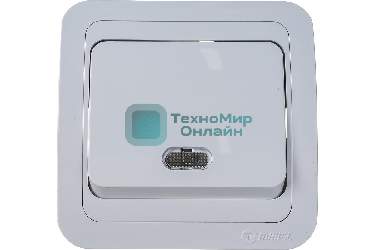 Выключатель 1-кл. Makel СП Mimoza 10А IP20 с подсветкой белый/белый