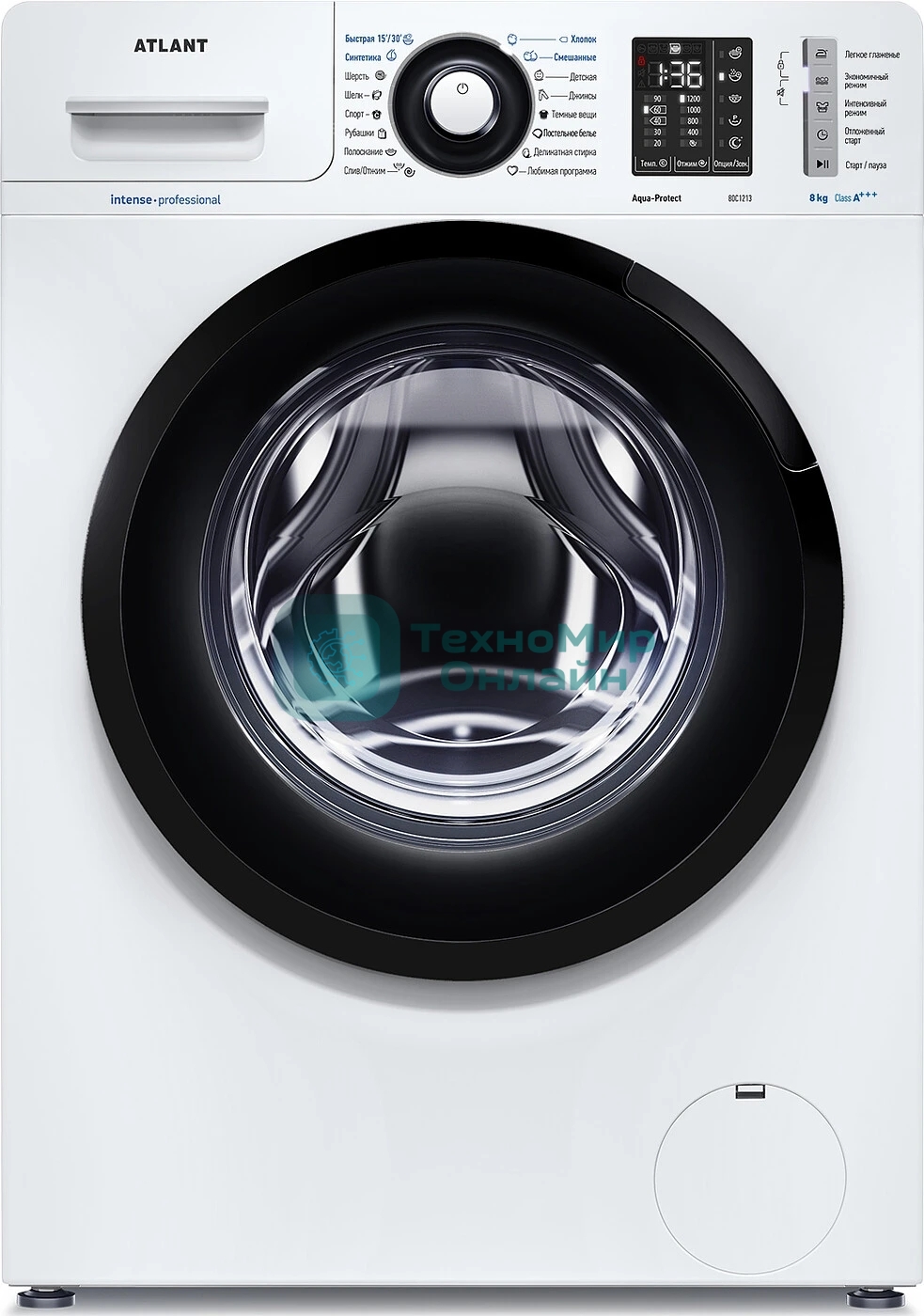 Стиральная машина Atlant СМА-80С1213-02 белый, цвет люка черный, загрузка фронтальная 8 кг, 1200 об/мин., класс: А+++