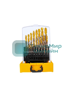 Набор сверл по металлу Denzel 1-10 мм, Р6М5К8-TiN, Golden Tip, 19 шт