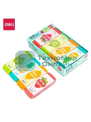 Ластик Deli 71050 108х40х12мм, ассорти, индивидуальная картонная упаковка