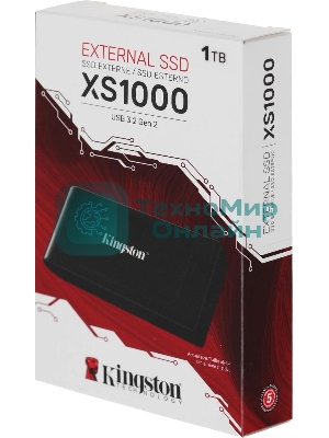 Внешний SSD Kingston XS1000, 1Tb, USB Type-C 3.1, R/W 1050 МБ/с/ 1000 МБ/с черный