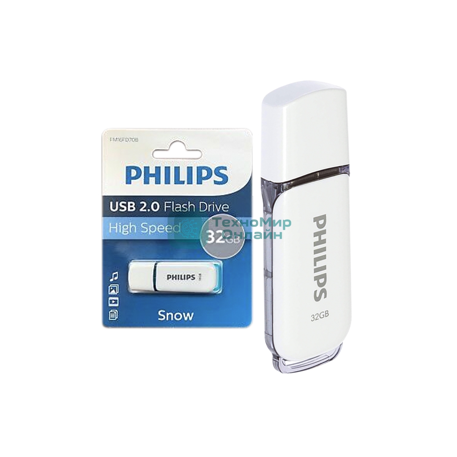 Флешка USB 32Gb PHILIPS SNOW2.0 32Gb, USB 2.0
