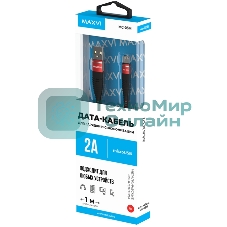 Кабель Maxvi MC-05M red USB-A - microUSB, 2A ток макс. нагрузки 2А, макс. напряжение 5V; стандарт USB 2.0; длина 1м, оплетка TPU, металлические корпуса разъемов, цвет красный
