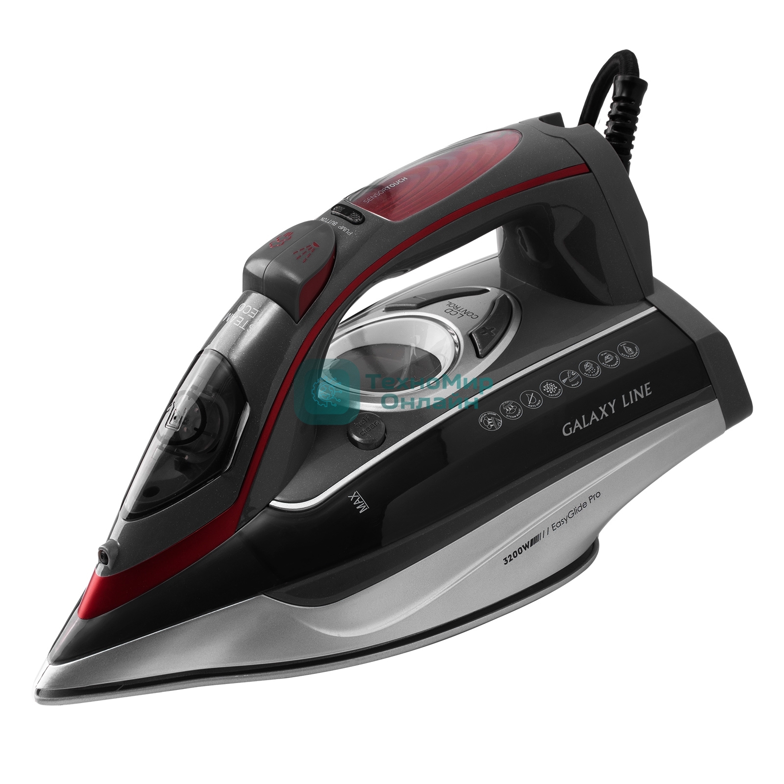 Утюг Galaxy Line GL 6142 серый, 3200 Вт, 90 г/мин, 260 г/мин, 450 мл