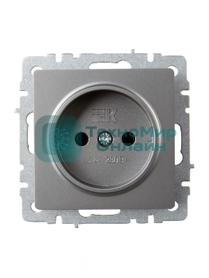 Розетка 1-местная IEK BRITE РС10-1-0-БрС без заземления, без защитных шторок, 10А, сталь