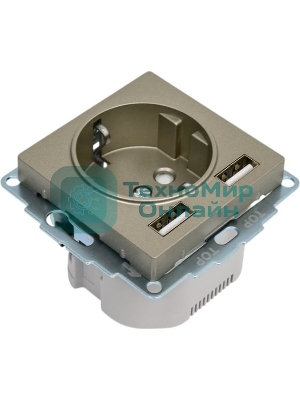 Розетка SE AtlasDesign Шампань SO + USB A+A, 5В/2,4А, 2х5В/1,2А, механизм