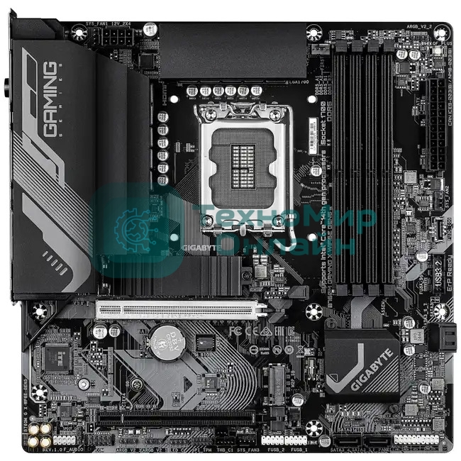 Материнская плата Gigabyte B760M GAMING X WIFI6E GEN5, LGA1700, Intel B760, 4xDDR5, 4xSATA, 2xM.2, 1xPCIe 5.0 x16, 1xPCIe 3.0 x4, 1xHDMI, 1xDP, 1x2.5Gb LAN, Wi-Fi 6E, Bluetooth 5.3, 3xUSB-A 5Gbps, 5xUSB-A 2.0, 3x3.5 мм, 7.1, mATX