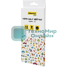 Карандаши цветные Silwerhof Eco 2.65 мм, шестигранный профиль, дерево, ассорти, 12 цветов, коробка с европодвесом