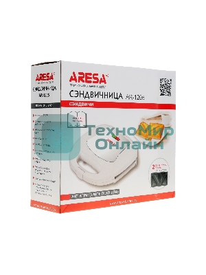 Сэндвичница Aresa AR-1205. 750 Вт. Термостойкий пластик со вставками из хромированной стали. Две сэндвичные формы.