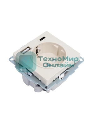 Розетка 16А с USB A+C (5В/2,4А/3 А, 2х5В/1,5А), мех SE AtlasDesign Бежевый