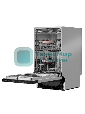 Встраиваемая посудомоечная машина Kuppersberg GHS 4520, High-Tech, 45 см, 10 комплектов, 6 программ, 3 корзины, конденсационная сушка, полная защита от протечек, индикатор отсутствия соли и ополаскивателя, отображение времени мытья, сенсорное управление, самодиагностика неисправностей, защита от детей, уровень шума 49 дб, энергоэффективность А