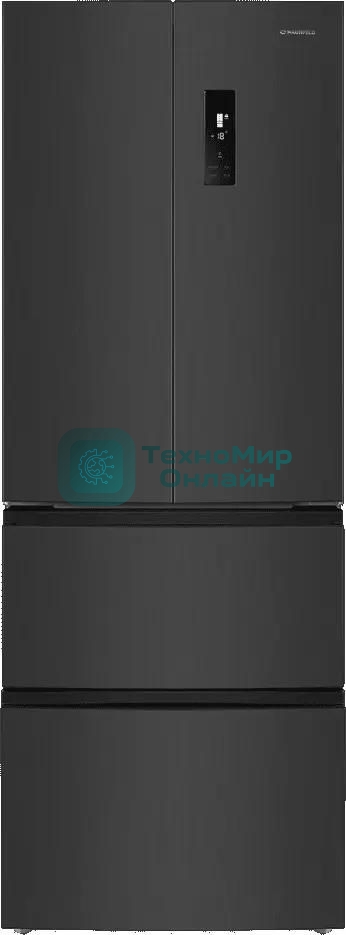 Холодильник Maunfeld MFF180NFSBE01 серый трехкамерный 224/113л морозилка снизу, No Frost