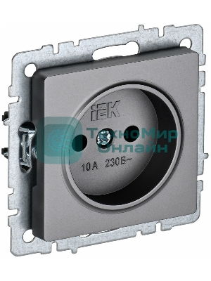 Розетка 1-местная IEK BRITE РС10-1-0-БрС без заземления, без защитных шторок, 10А, сталь