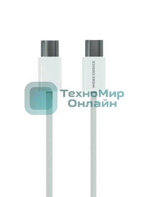 Кабель MORE CHOICE (4620202550392) K77a нейлон USB 3.0A PD 100W для Type-C Type-C 2м белый