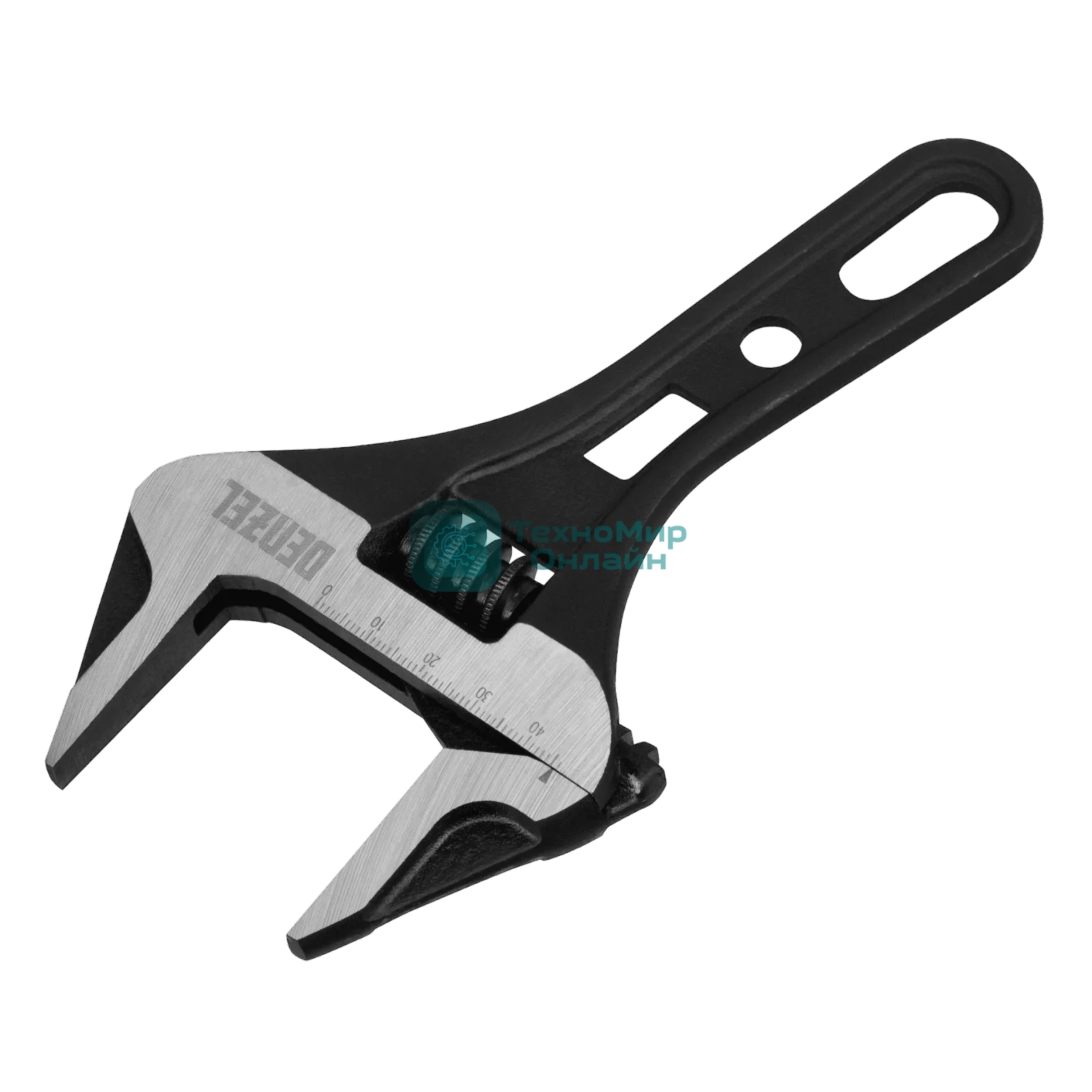 Ключ разводной Denzel 185 мм, CrV, кованый, укороченная рукоятка