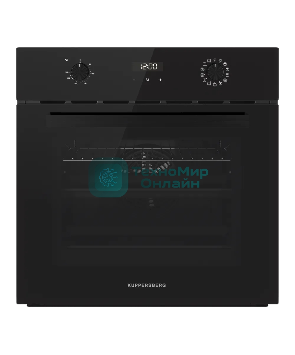 Духовой шкаф Kuppersberg HF 678 B, High-Tech, 70 л, дисплей, поворотное/сенсорное управление, таймер, макс. температура 300 градусов, телескопические направляющие (на 1 уровень), черный