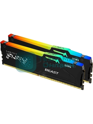 Оперативная память Kingston Fury Beast RGb, DDR5, 32Gb (2x16 Gb), 6000 MHz, CL30, радиатор, RGb, черный