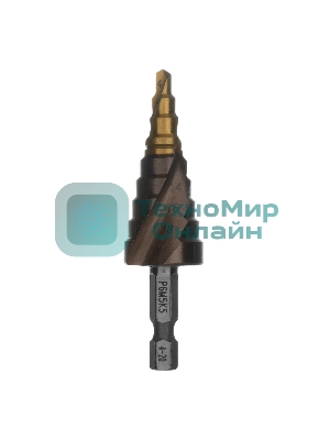 Сверло ступенчатое Denzel 4-6-8-10-12-14-16-18-20 мм, Р6М5К5, 6-гр. хвостовик 723613