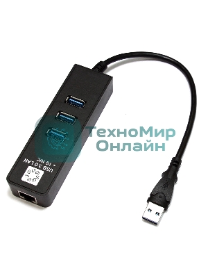 Адаптеры USB Ethernet 5bites Сетевой адаптер 5bites UA3-45-04BK 3хUSB3.0/RJ45 10/100/1000 Мбит/с