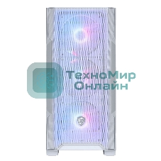 Компьютерный корпус MSI MAG FORGE M100R WHITE Mini-Tower, MATX, 1xUSB 3.0, 2xUSB 2.0, 4x120мм ARGb Fan, ARGb Control Board, Tempered Glass Window, Brown Box (932220)