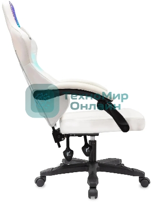 Кресло игровое Knight Wolf RGb белый эко.кожа/сетка, крестов. пластик