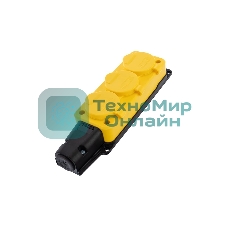 Розетка штепсельная Rexant трехместная, влагозащищенная, с/з, 16 А, IP54, каучук, желтый