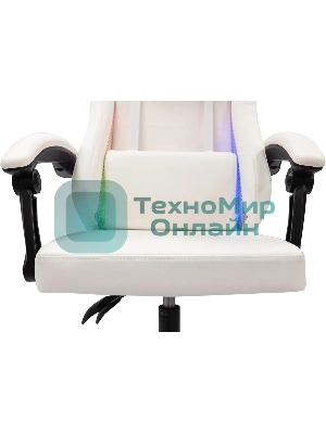 Кресло игровое Knight Wolf RGb белый эко.кожа/сетка, крестов. пластик