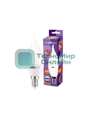 Лампа светодиодная JazzWay PLED-SP CA37 9Вт свеча 5000К холодный белый E14 820лм 230В