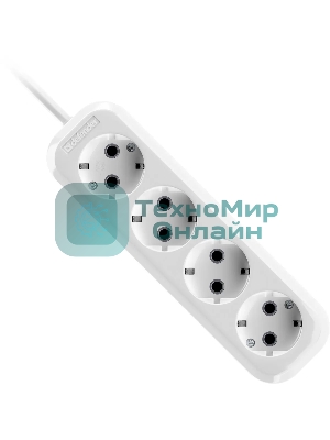 Удлинитель Defender R340 белый, 2 м, EURO, 4 розетки, 3500 Вт