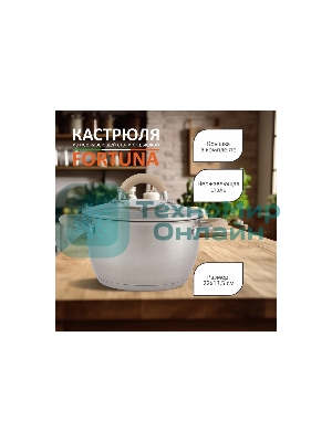 Кастрюля MALLONY Fortuna нержавеющая сталь, 4,5 л, с крышкой, матовый корпус, ручки с силиконом (007220)