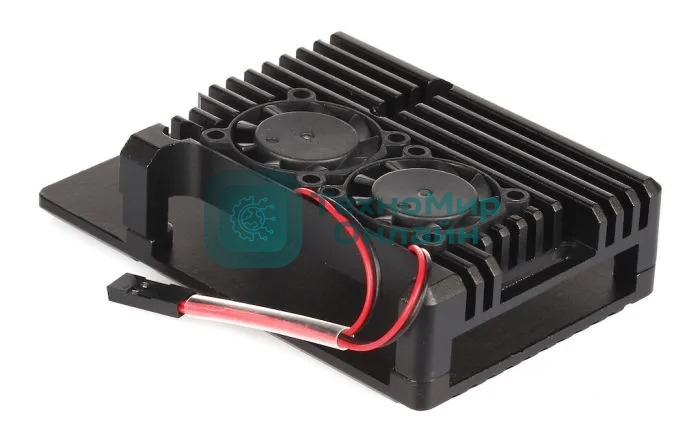 Корпус Qumo Aluminum case with double black fans, Raspberry Pi 4, black(RS010)