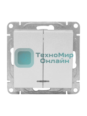 Механизм выключателя EKF UP1-SWA-24 Эпика двухклавишный, с подсветкой, алюминий