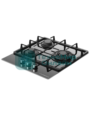 Варочная поверхность Kuppersberg FG 40 B, газ, High-Tech, 45 см, автоматический электроподжиг, газ-контроль, SABAF конфорки, чугунные решетки, WOK конфорка, цвет черное стекло, цвет фурнитуры черный