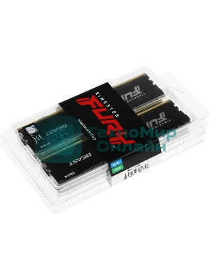 Оперативная память Kingston Fury Beast, DDR4, 64GB (4x16GB), 3600MHz, CL18, DIMM, радиатор, черный