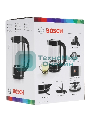 Чайник электрический Bosch TWK70B03 1.7 л, 2400 Вт, черный (корпус: стекло)