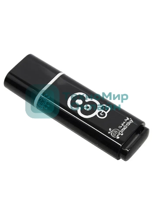 Флешка USB Smartbuy Glossy series black (SB8GbGS-K), 8Gb, USB 2.0, R/W 25/15, черный